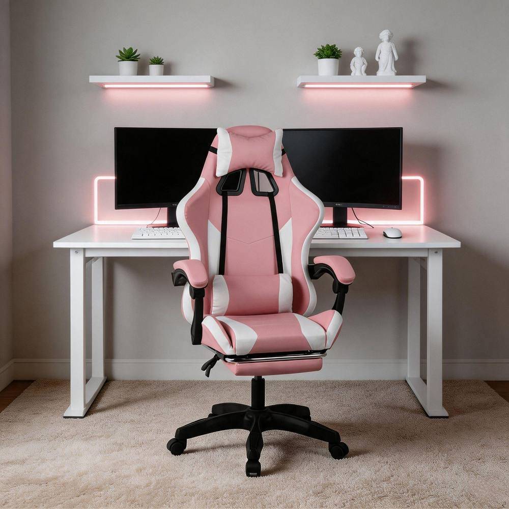 Home Source Neuro Adjustable PVC Gaming Chair with Footrest