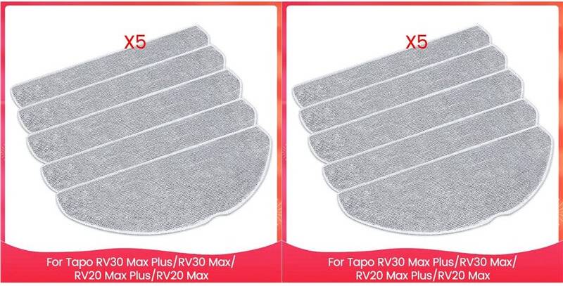 Exogio 10x Washable Mop Cloth for Tapo RV30 Max, RV30 Max, RV20 Max, RV20 Max Robot Vacuum Cleaner Parts