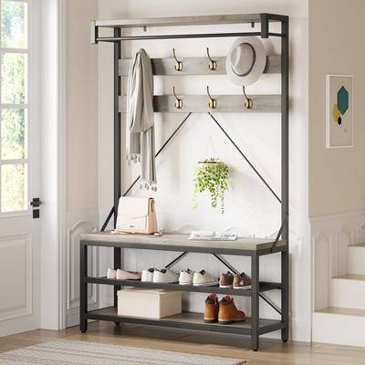 Shoe bench Garvee Coat Rack Shoe Bench Industrial Hall Tree Shoe Rack