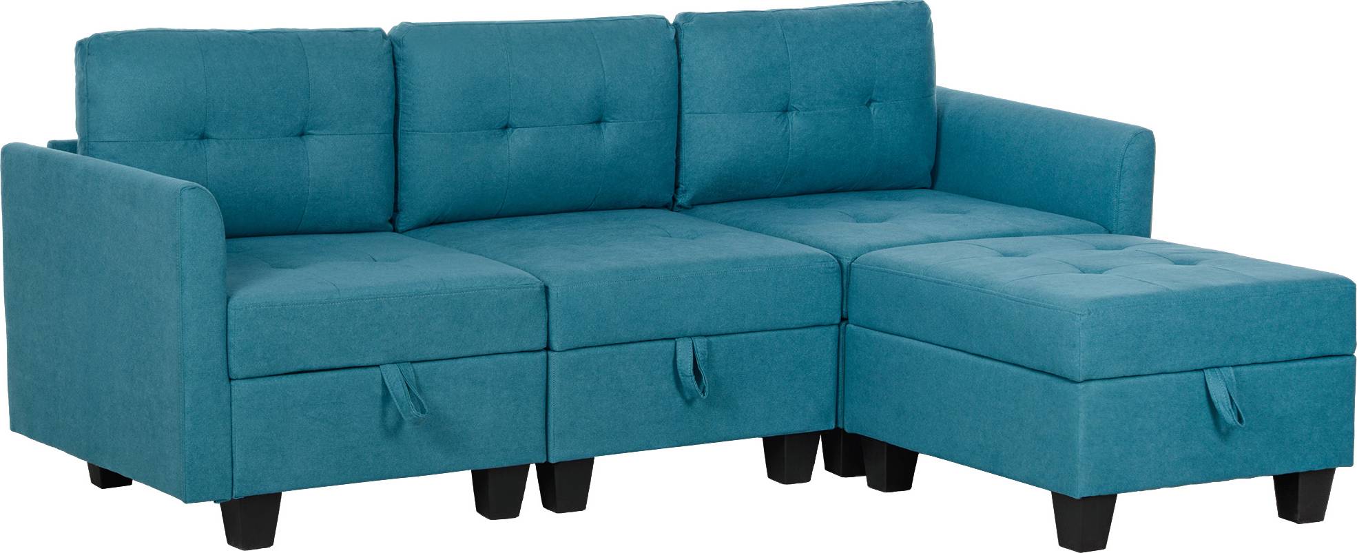L sofa Homcom L' Shape Modular Sofa Light Blue Sofa