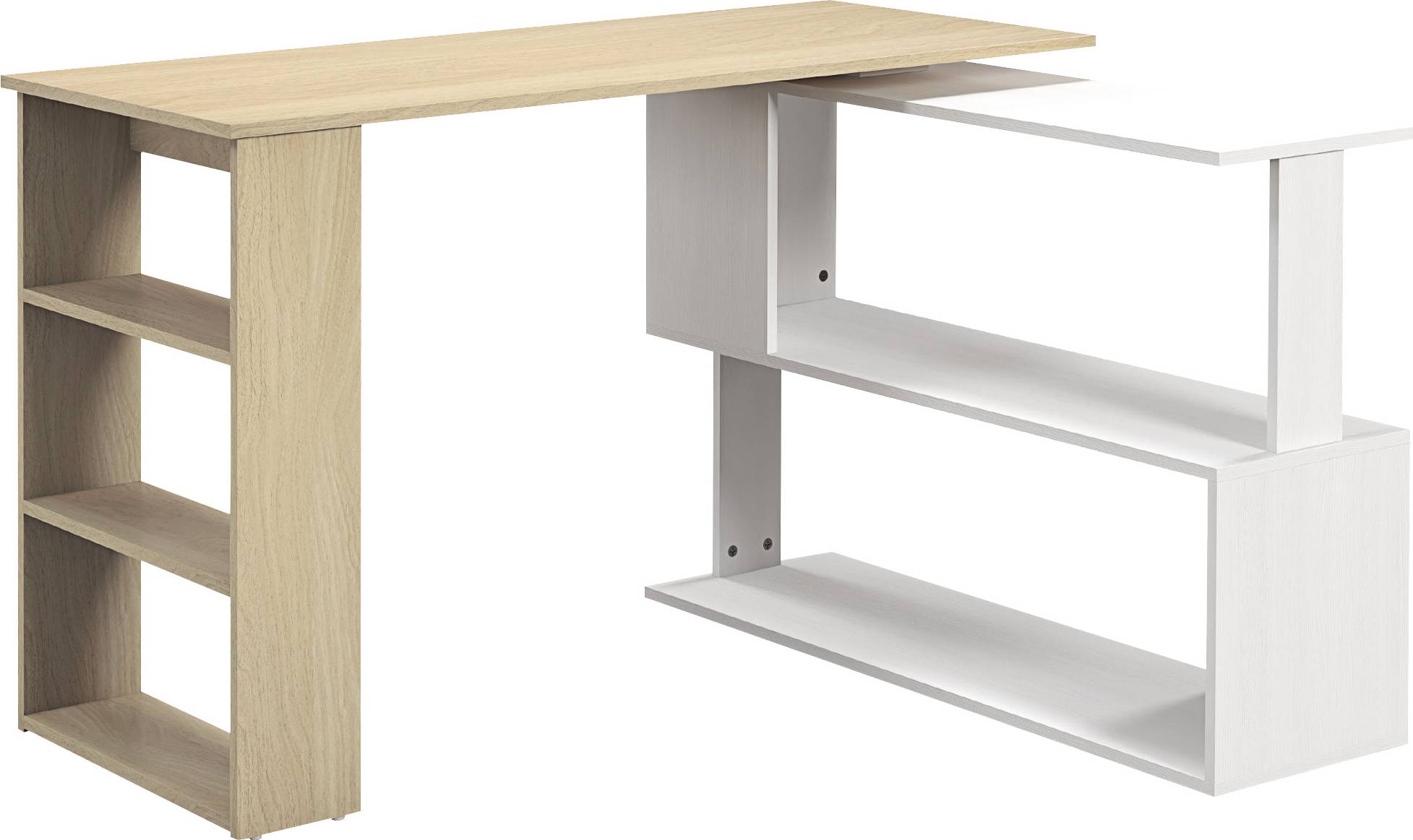 Homcom L Shaped Rotating Corner Desk With Shelf Writing Desk