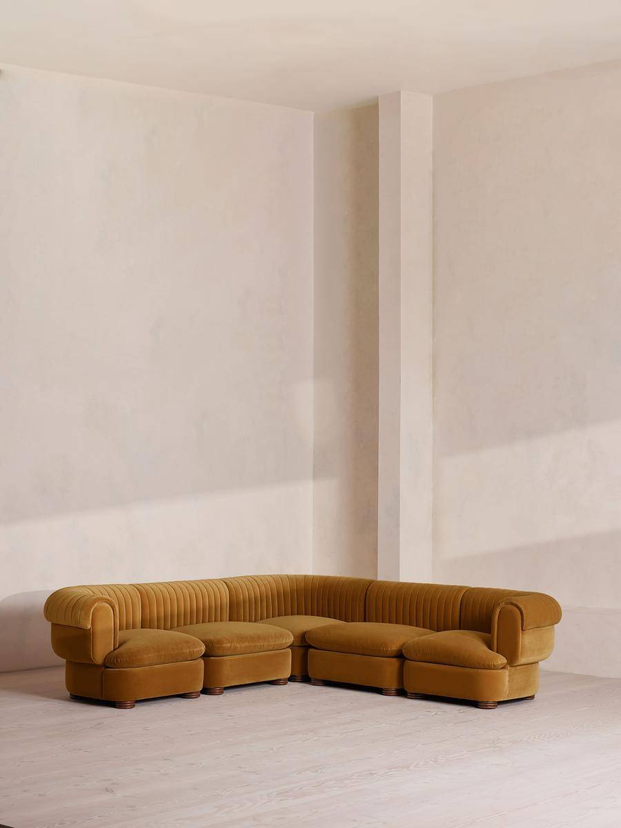 Soho Home Rava Modular Corner Sofa Velvet Mustard Sofa