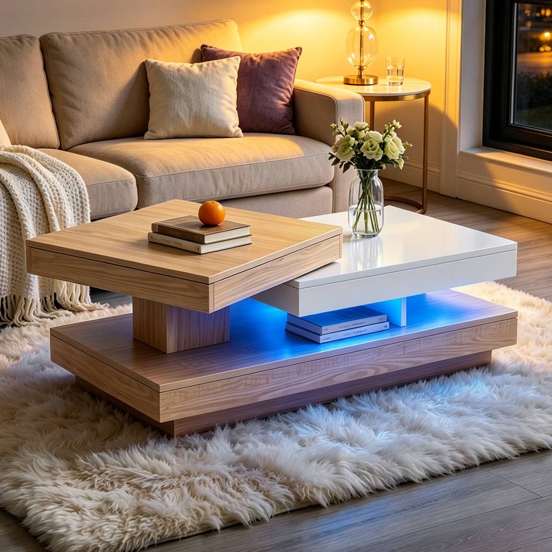Modern Rotatable High Gloss Coffee Table
