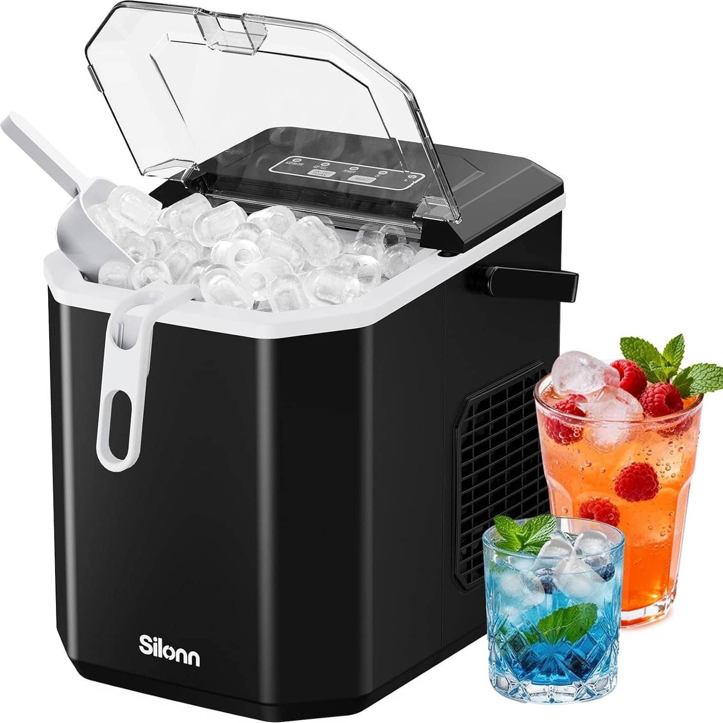 Ice maker machine countertop Silonn Compact Countertop Ice Maker With Carry Handle