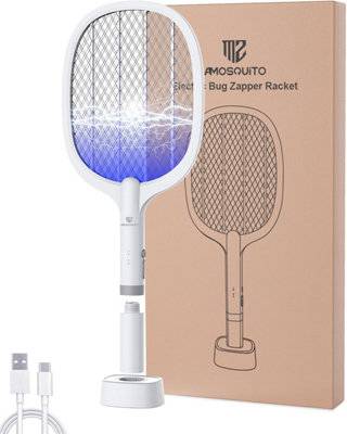 B&Q Electric Fly Swatter Rechargeable Mosquito Zapper Racket 2000 Mah