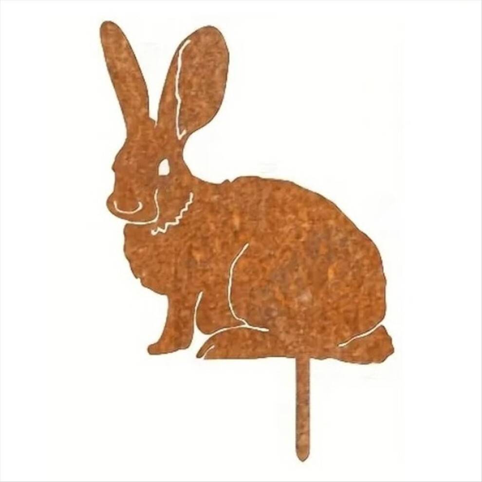 Melitt Rustic Metal Rabbits Garden Stake Rusty Bunny Si