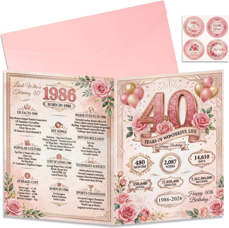 40th birthday invitations 40th Birthday Card With Envelope