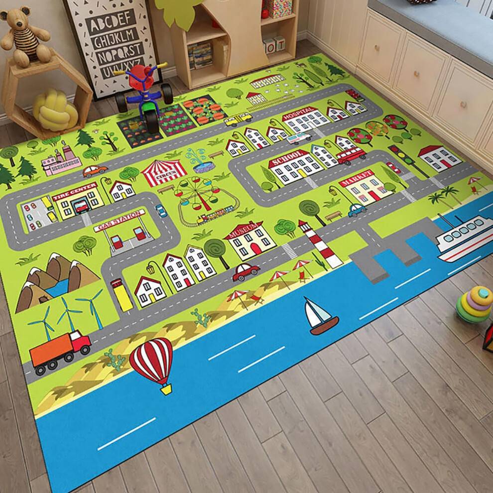 Rectangular Green Kids Play Rug 120x160 cm