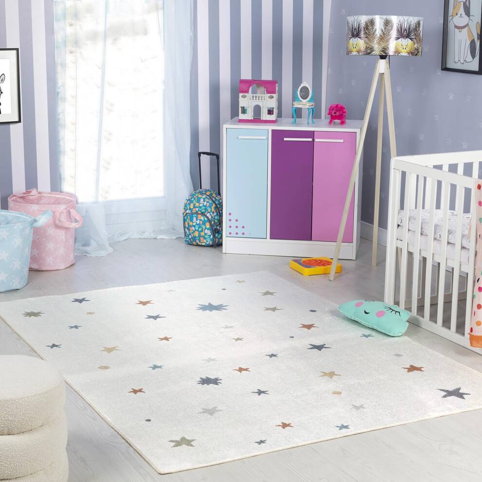 Livabliss Stars Washable Kids Rug