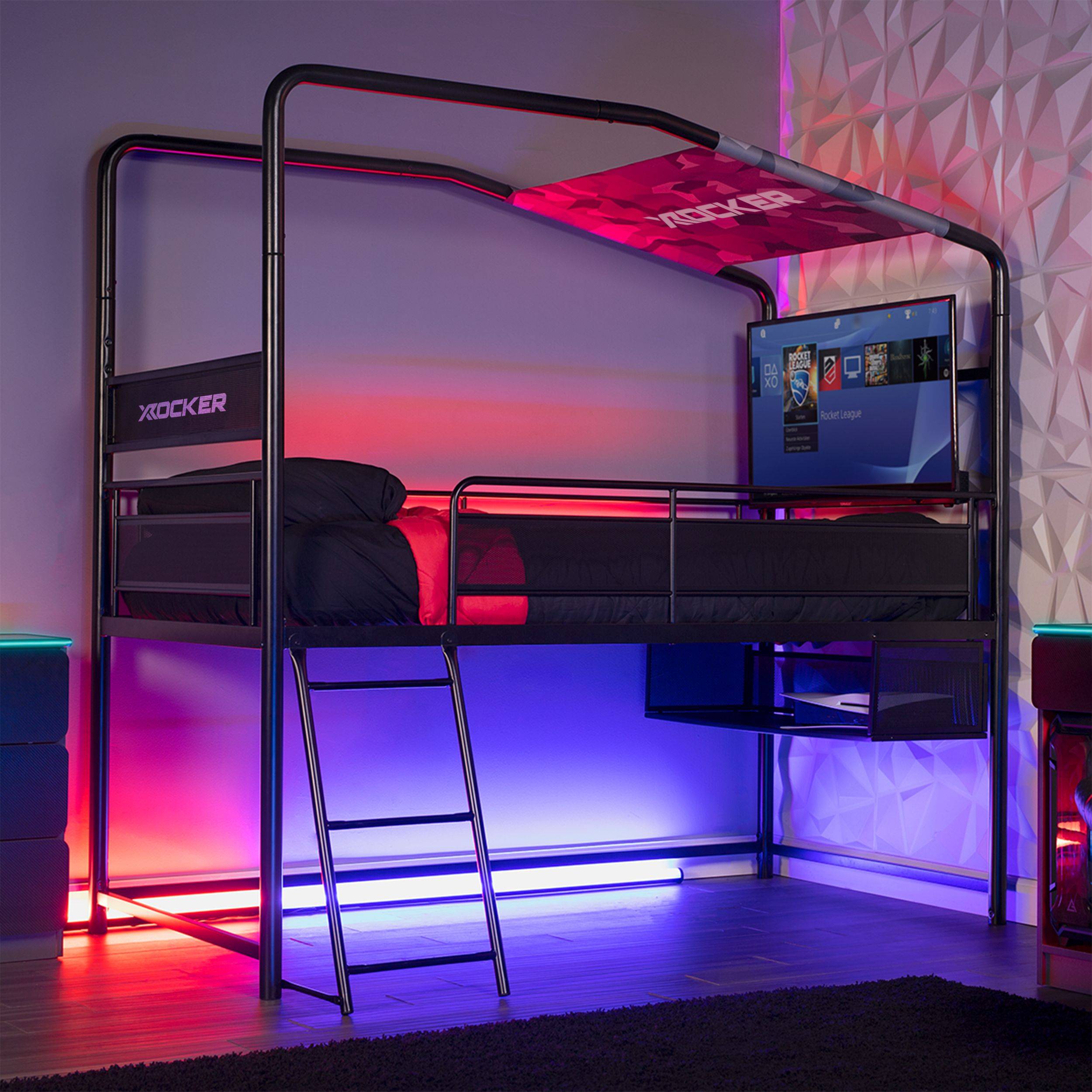 Gaming high sleeper bed X-Rocker Contra Mid Sleeper Bunk Bed 32 Mount