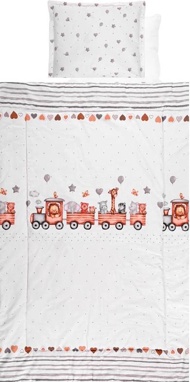 Lorelli Ranforce 4 Piece Bedding Set Train Grey