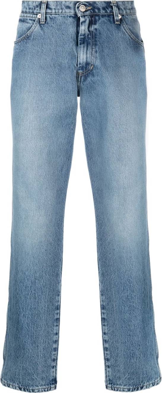 Mid-Rise Straight-Leg Jeans - Blue