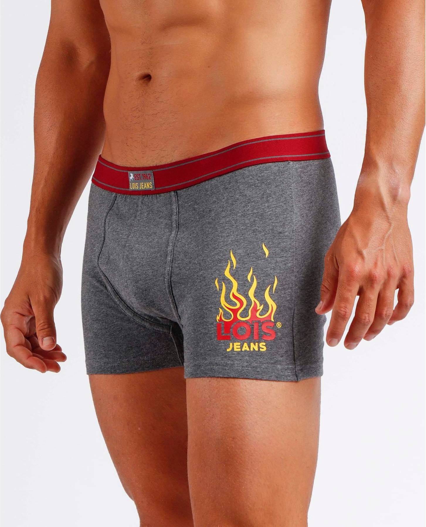 Printed Stretch Cotton Boxers Rocks - Gris