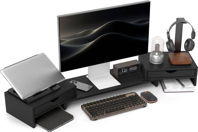 Inbox Zero Dual Monitor Stand Riser White Gaming Ready