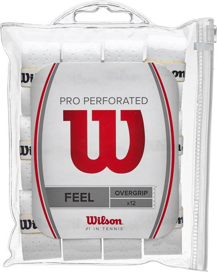 Wilson Pro Perforated Tennis Racket Overgrip White Pack 12