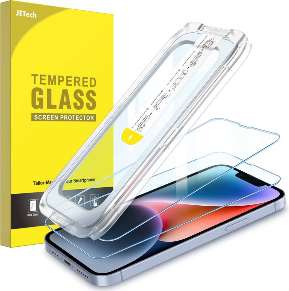 One plus phone JeTech One Touch Install Screen Protector iPhone 14 Plus 2-Pack