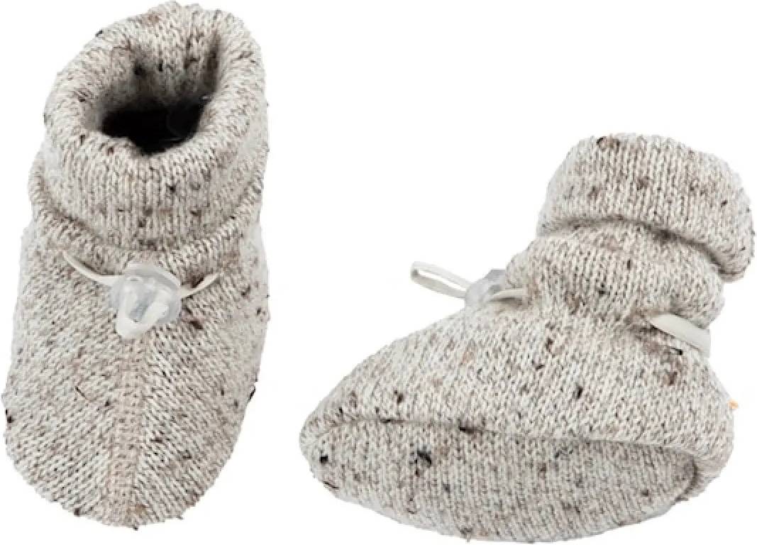 Booties Ribbstickad Ull - Beige-melerad
