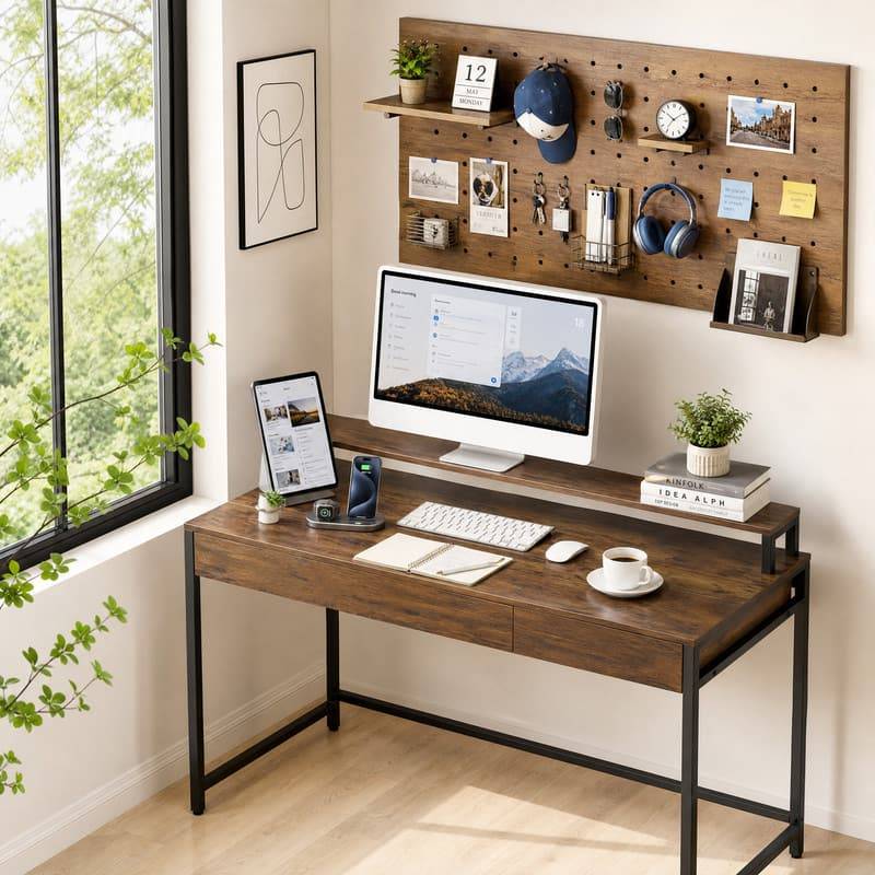Computer desk with drawers Wellfor 37.5 Inch Computer Desk With 2 Drawers