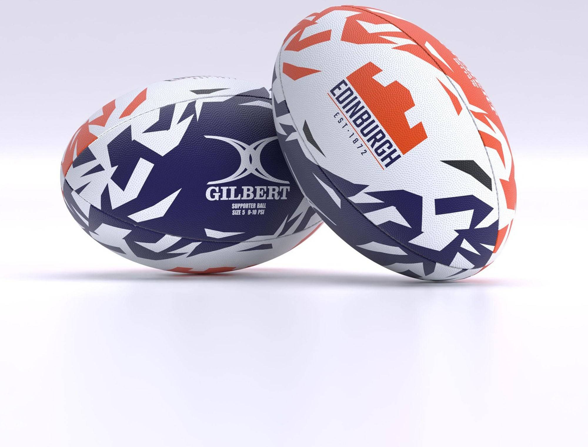 Gilbert Edinburgh Rugby Supporters Ball White Blue Red