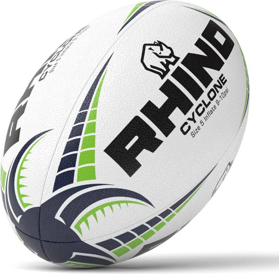 Rhino Cyclone Rugby Ball White Size 4