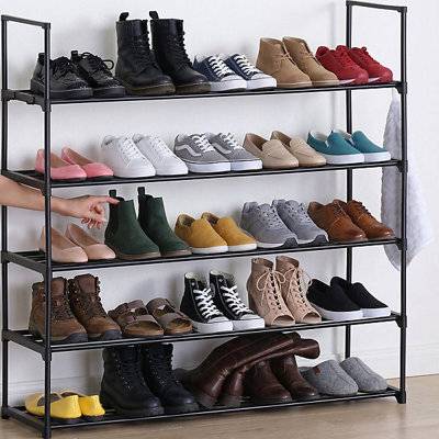 B&Q 5 Tier Metal Shoe Rack Storage Organizer Shoe Rack