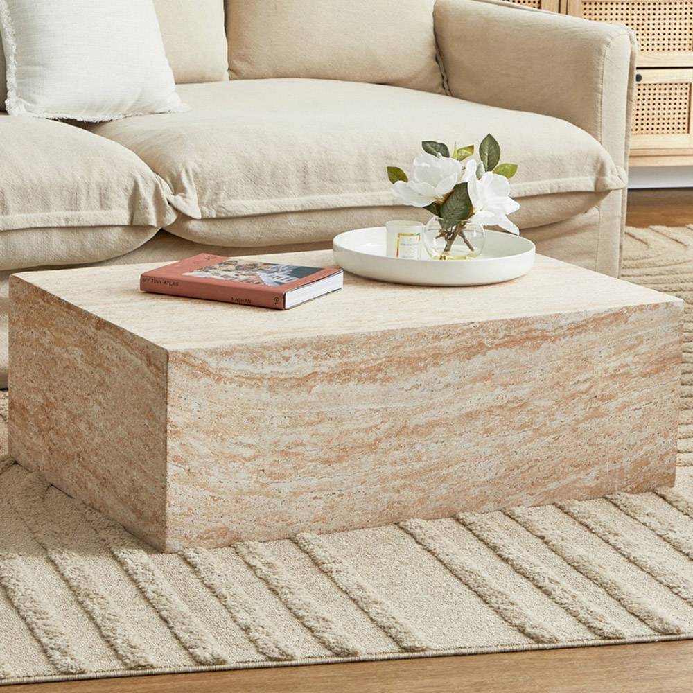 Pisa Travertine Effect Rectangle Coffee Table