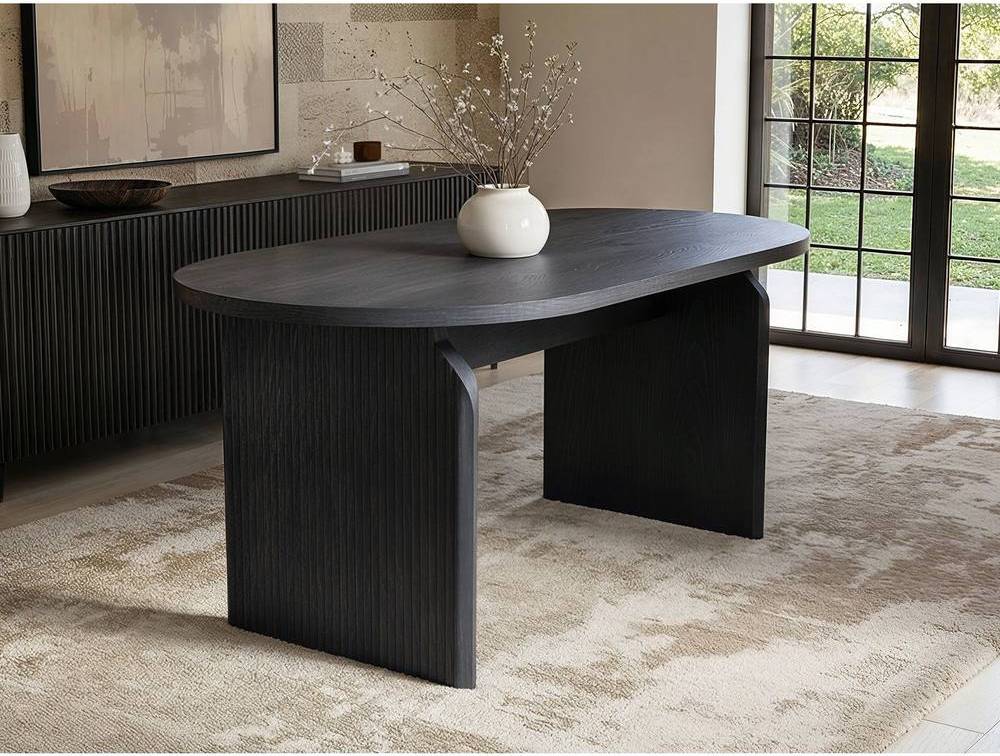 Solace+Co Varm Ribbed Dining Table Black Dining Table