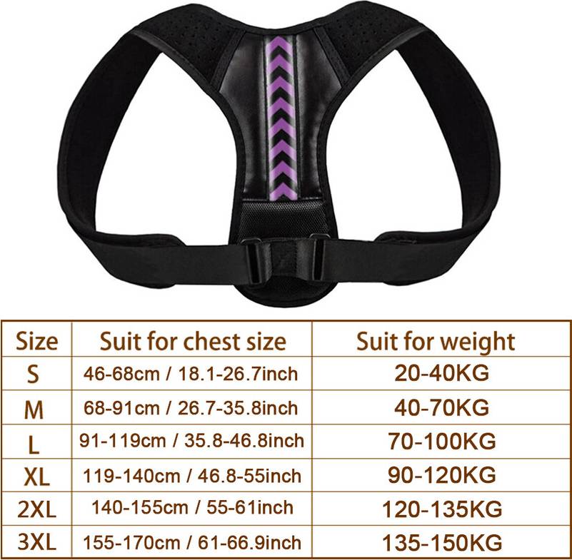Maxpower Invisible Brace Support Belt Adjustable Back Posture Corrector - Purple
