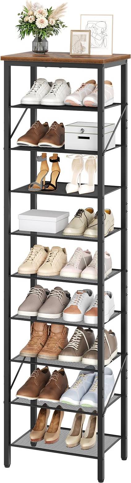 Mahancris 10-Tier Narrow Shoe Rack with Metal Frame Shoe Rack