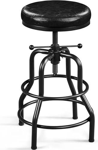 Rustic Round Adjustable Industrial Bar Stools
