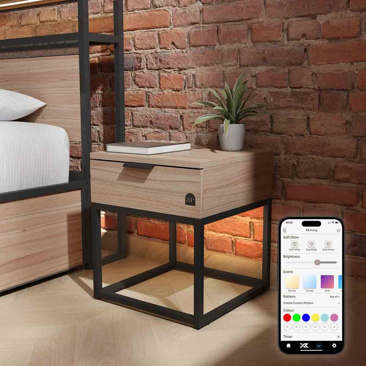 X-Rocker Xr Living Denver Bedside Table With Led App Control Lights