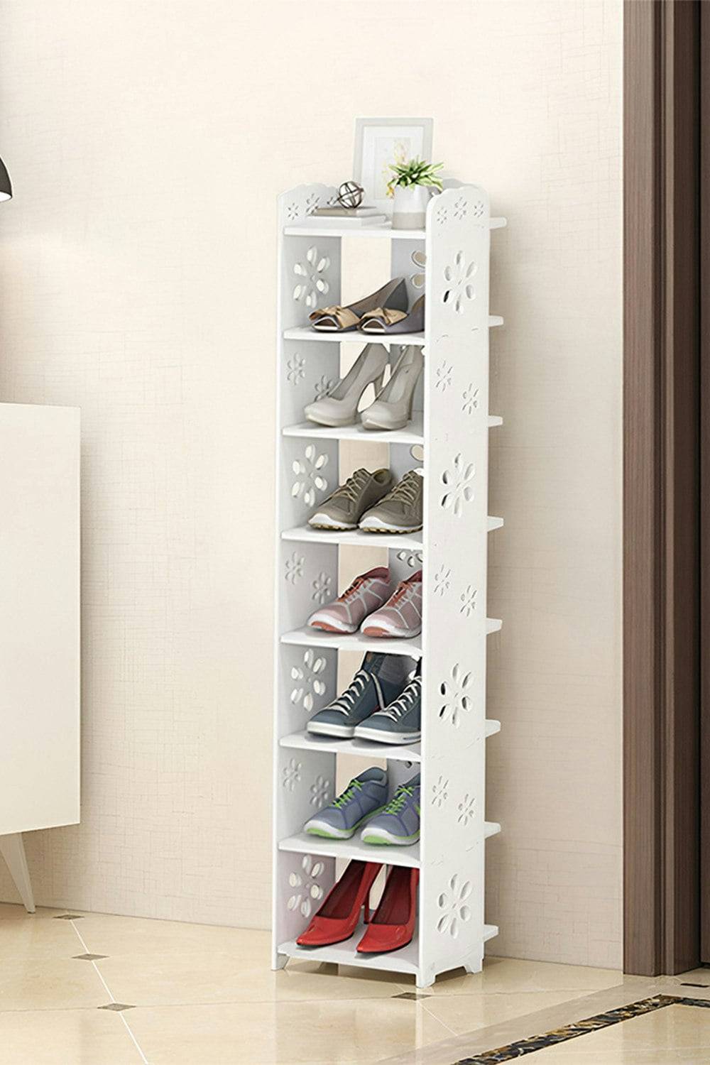 Living and Home 8-Tier Open Style Shoes Rack White Shoe Rack