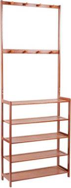 B&Q Bamboo Hall Tree Hat And Coat Stand Shoe Rack Shoe Rack