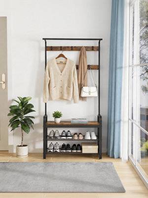 Shoe bench Vasagle Hall Tree Coat Rack With Shoe Bench Shoe Rack