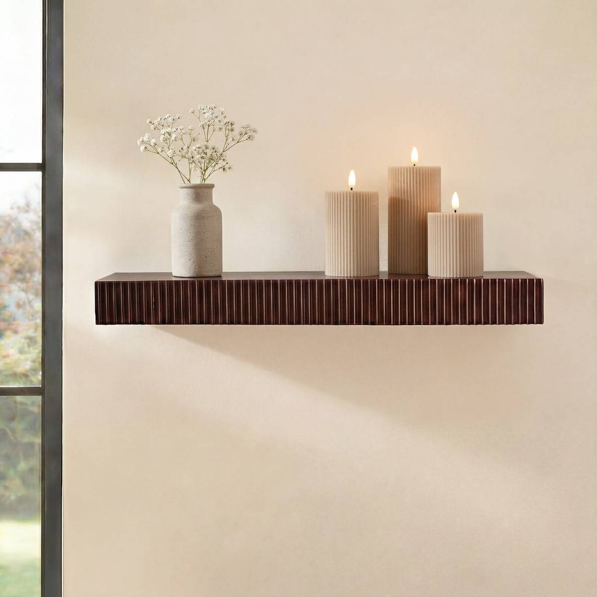 OHS Ribbed Rectangle Shelf Storage Space Saving Wall Shelf
