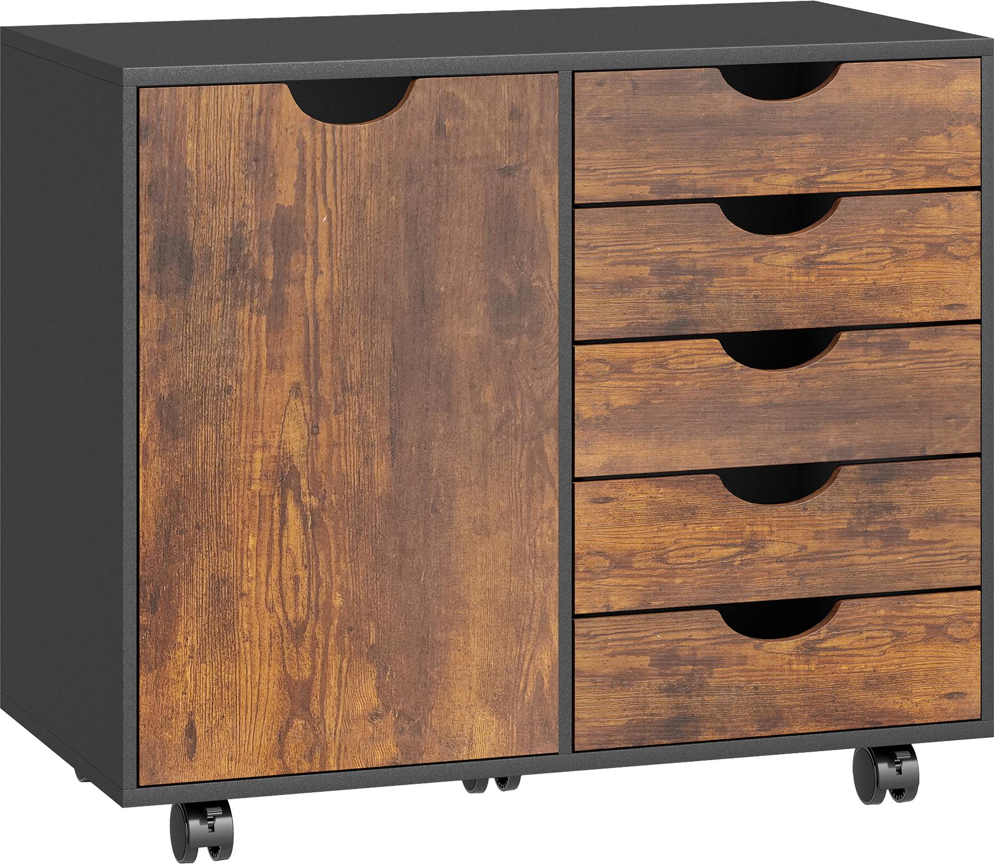 Homcom Multi-Storage Mobile Office Storage Cabinet Rustic Brown Storage Cabinet