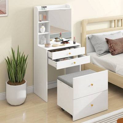 Homcom Dressing Table With Mirror Stool Dressing Table