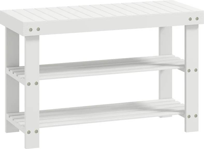 Shoe bench Homcom 3-Tier Bamboo Shoe Bench With 2 Shelves Shoe Rack