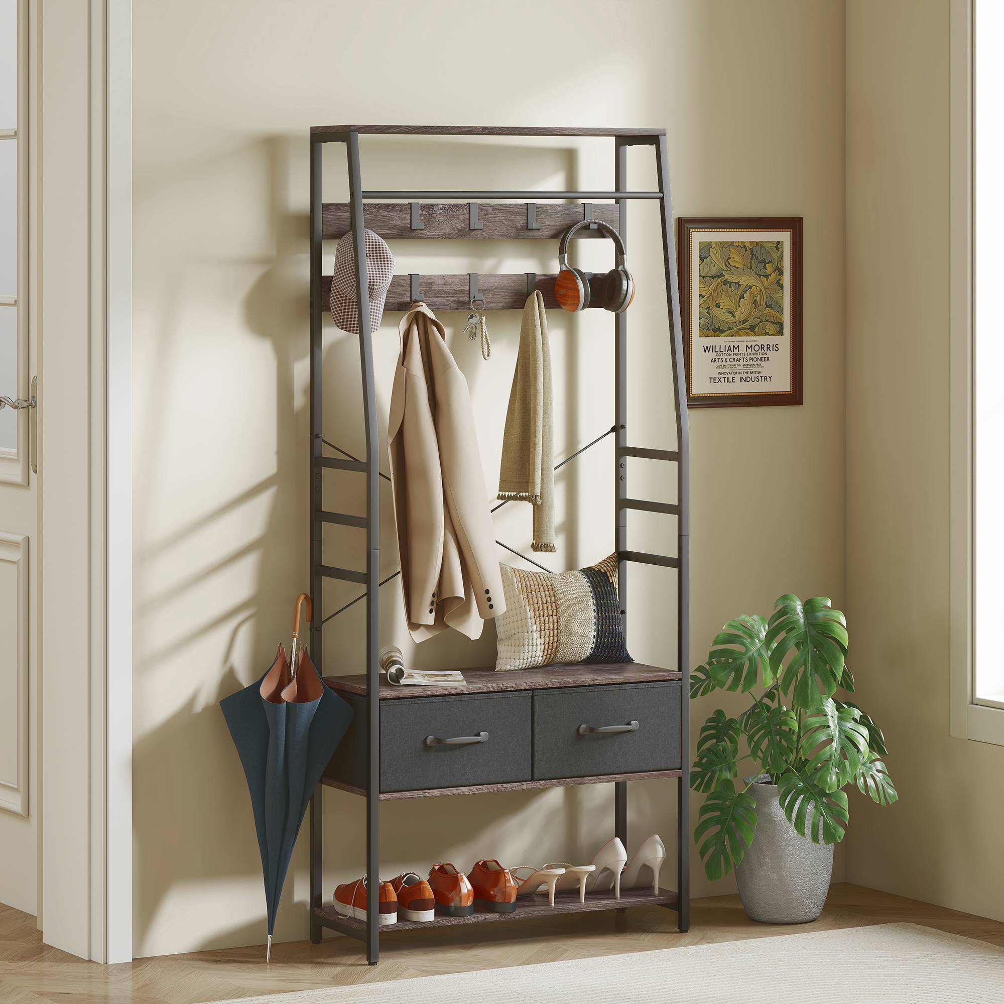 Homcom Coat Rack with Shoe Storage Skoställ
