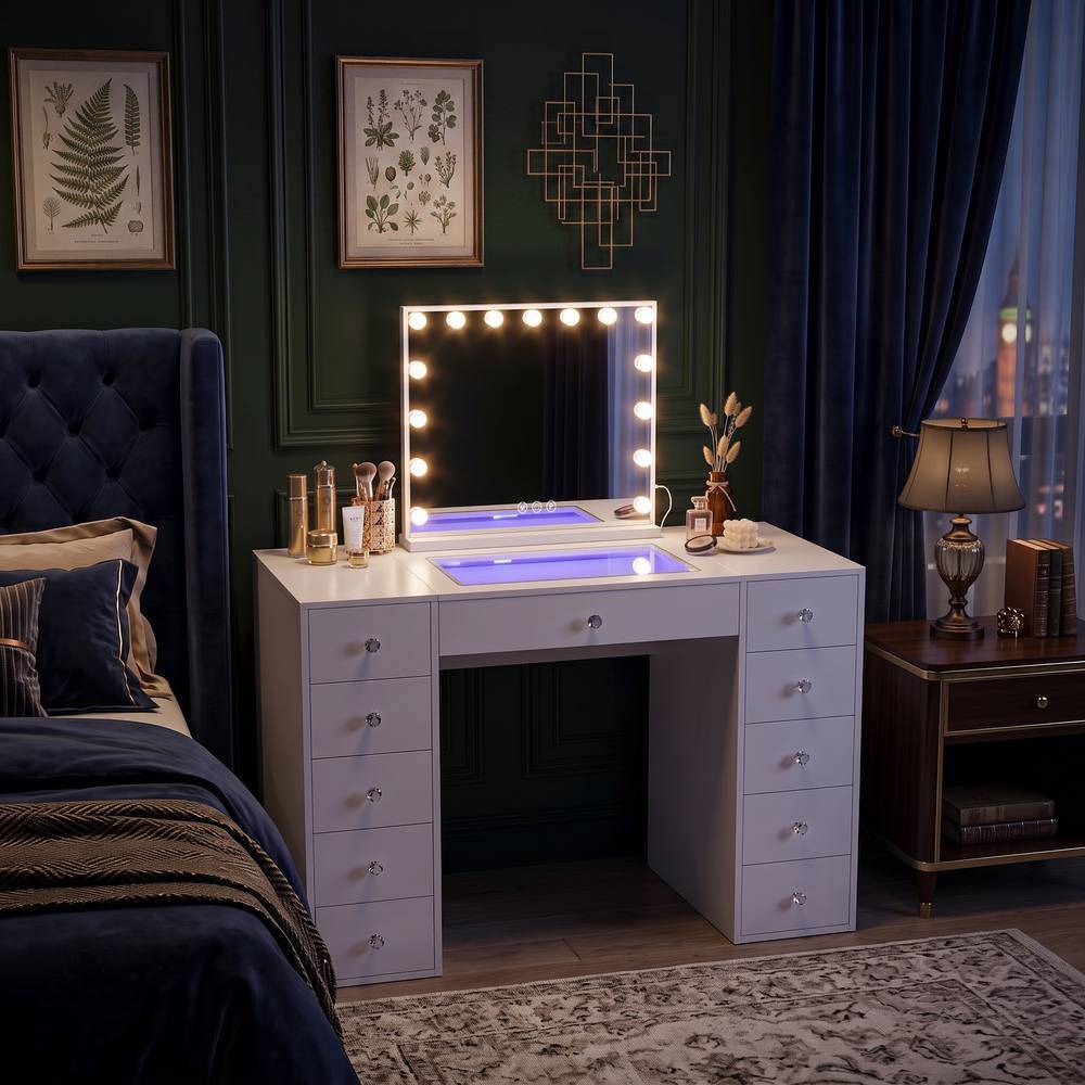 Fenchilin 11-Drawer Rgb Lighting Dressing Table Dressing Table