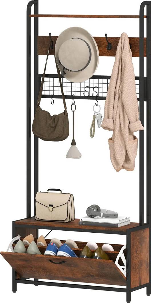 Shoe and coat storage Symple Stuff Coat Rack Brown Shoe Rack