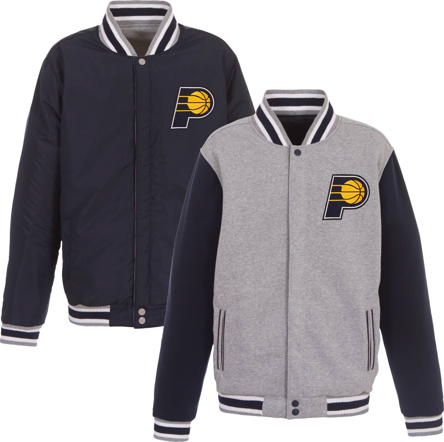 Indiana Pacers Embroidered Logo Jacket - Gray/Navy