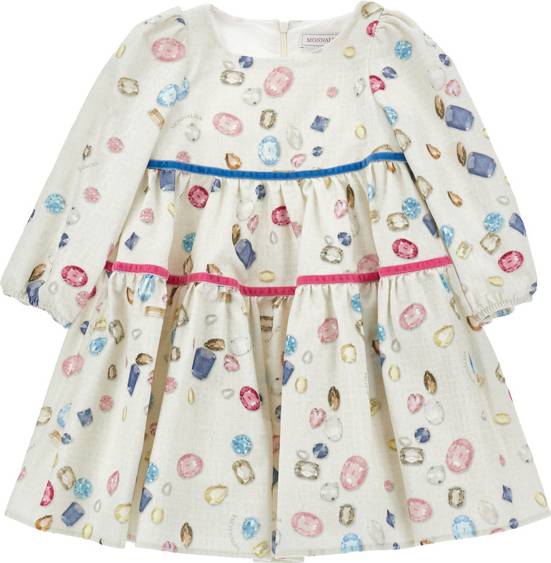 Monnalisa Ruffle Dress With Gems