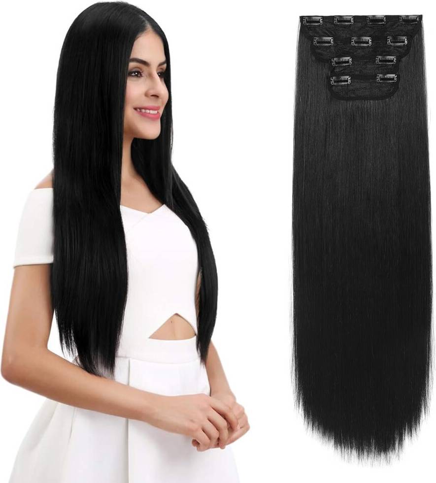 28 Inch Straight Clip-In Hair Extensions 4 Pcs