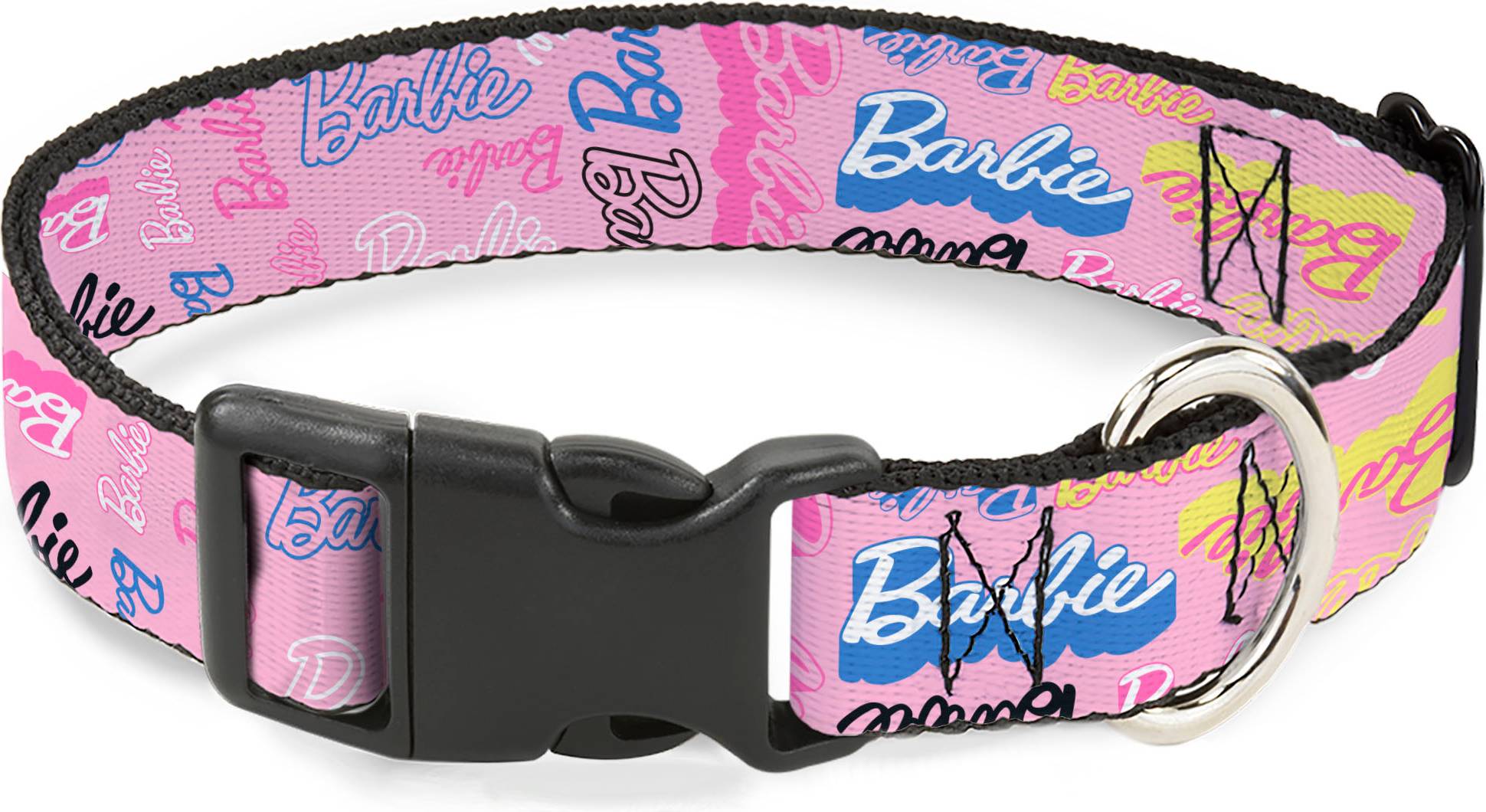 Barbie Plastic Clip Collar Script Pink Multi Color