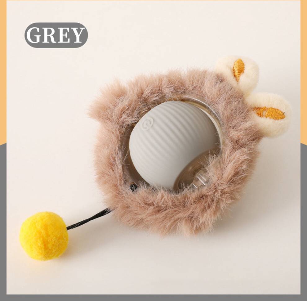 Interactive Self Rolling Pet Ball Gray Rope