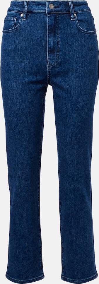 Frame Icon Cropped Mid-Rise Straight Jeans - Blue