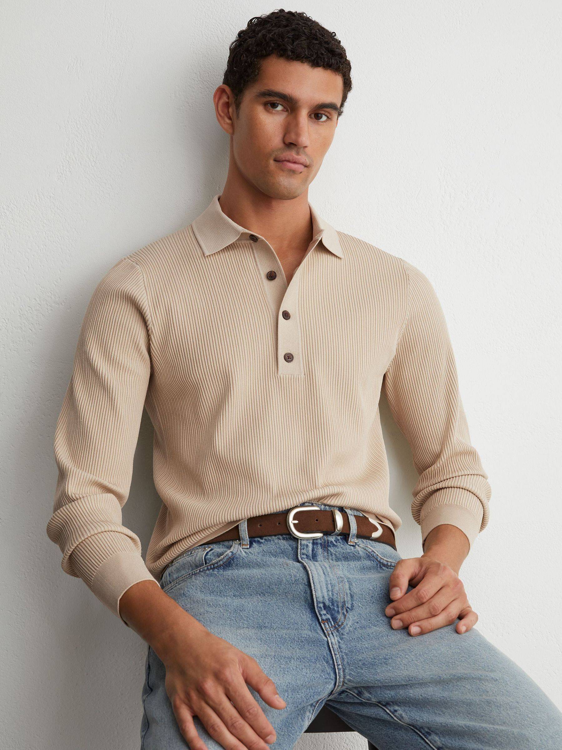 Reiss Admiral Origin Ribbed Half-Button Polo
