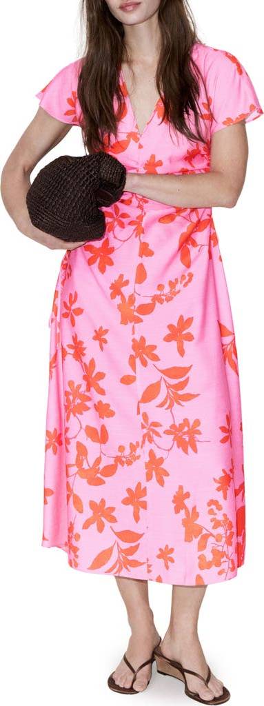 Kläder Mango Print Side Ruched Maxi Dress - Pink