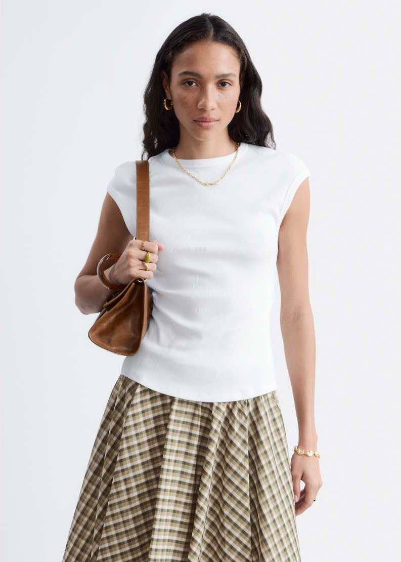 & Other Stories Open-Back Ribbed Top White